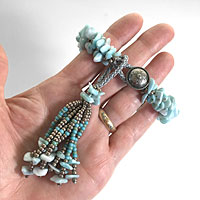 Kumihimo Bracelet & Tassel with Gemstone Chip Beads 