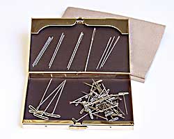 Gold Plated Needle Safe Loaded with Needles and T-pins