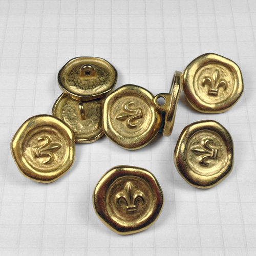 Gold Fleur-de-Lis Metal Buttons for Jewelry