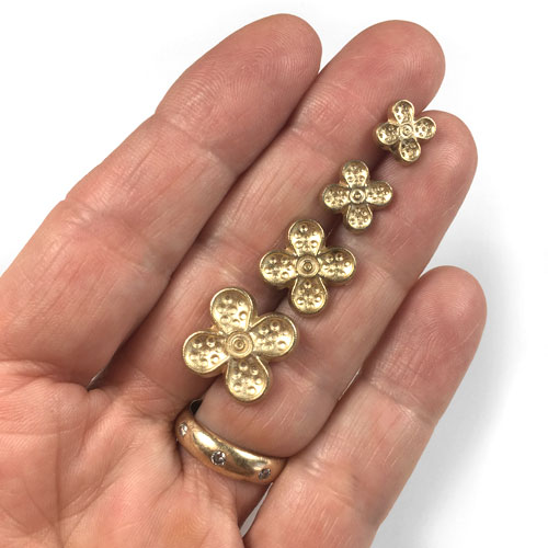 Gold 4 Leaf Clover Metal Buttons for Jewelry