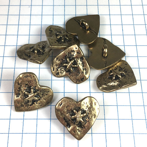 Gold Heart Metal Buttons for Jewelry