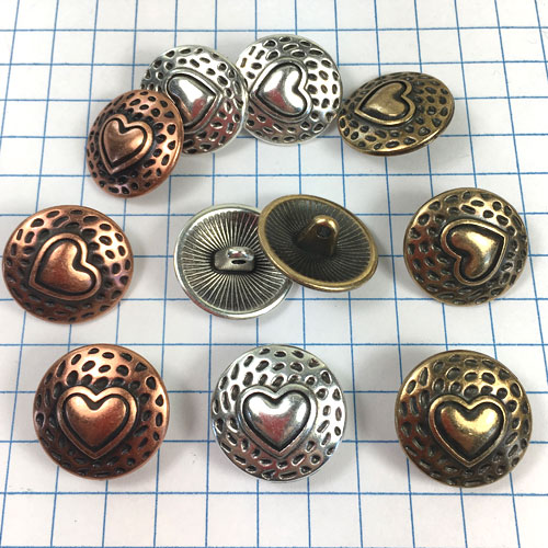 Copper Heart Metal Button