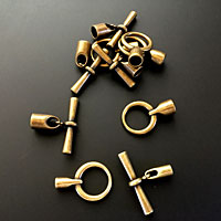 Antique Brass Toggle End Clasps for Kumihimo