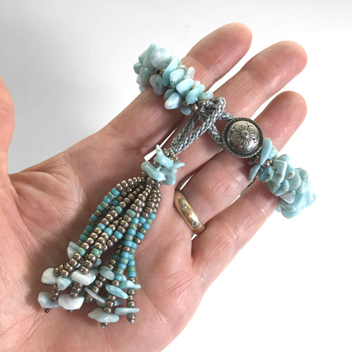 Kumihimo Bracelets and Tassel Kit with Larimar Gemstone Chips
