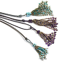 Kumihimo Bracelet & Tassel with Gemstone Chip Beads 