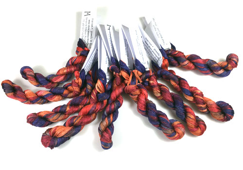 Panaché Tubular Hand Dyed Knit Rayon Ribbon Mini Skein Prefect for Kumihimo