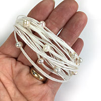 Multi Strand Linen Bracelets, Necklaces, and More with Fresh Water Pearls