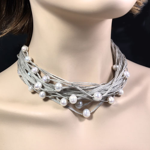 Freshwater Pearl and Linen Multi Strand Bracelet, Necklace, and Pendant Kits and Tutorial