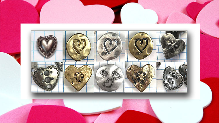 Metal Heart Buttons