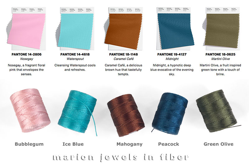 C-Lon Bead Cord Colors compared to the Pantone 2022-23 Fall/Winter New York Fashion Color Palette