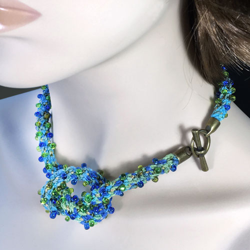 Silk Ribbon Kumihimo with 4mm Magatamas Necklace Kit