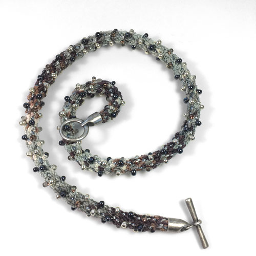 Silk Ribbon Kumihimo with 4mm Magatamas Necklace Kit