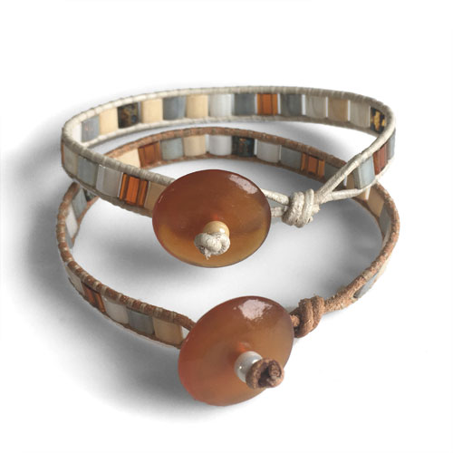 Leather Wrap Bracelet Kit and Tutorial with Tila Beads